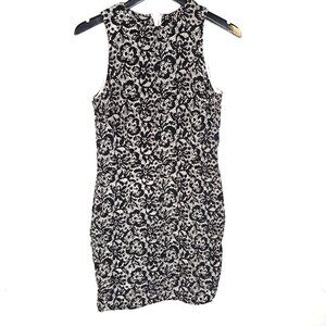 Finity Studio Black Blush Pink Floral Silk Sleeveless Dress